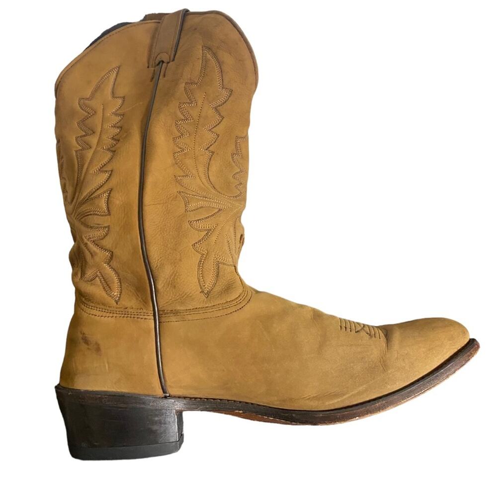 Men's Brown 13 Abilene Western Cowboy Rodeo Distressed Tanned Leather Boots - Picture 4 of 16